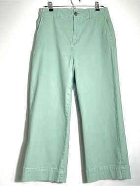 BAGATELLE Women's Wide Leg Cropped Chino Pants Green High Rise Stretch Size 12